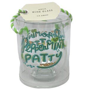 CR Gibson Acrylic Stemless Wine 12 oz Glass Peppermint Patty Kathy Weller